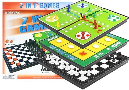 Gry 7w1 Zestaw Gier Planszowych Ludo  Warcaby