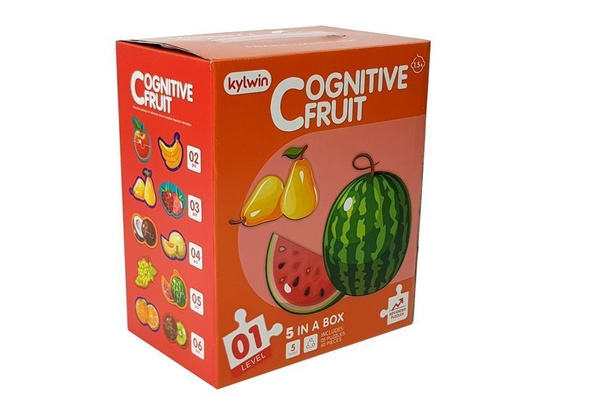 Puzzle Edukacyjne Dla Niemowląt Owoce 5 Części 40 Elementów 