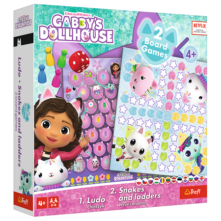 Gra 2w1 Chińczyk - Węże i drabiny Gabbys Dollhouse 02590