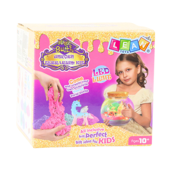 Zestaw Kreatywny DIY Terrarium z Kolorowym Jednorożcem Lampka LED Pilot 