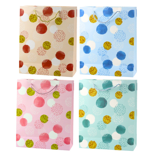 Torba Prezentowa Wzór Złote Kropki Pastelowa  32 × 26 × 10 cm