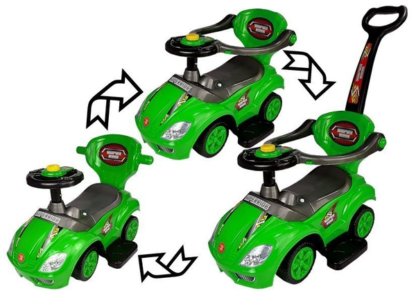 Jeździk z Pchaczem Mega Car 3w1 Zielony 