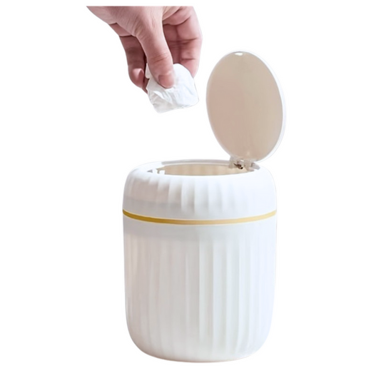 Mini Kosz Na Śmieci Otwierana Pokrywa Uniwersalny Elegancki Biały