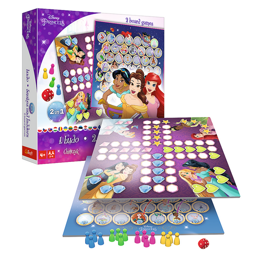 Gra planszowa 2w1 Chińczyk Węże i drabiny Disney Princess Trefl 02418