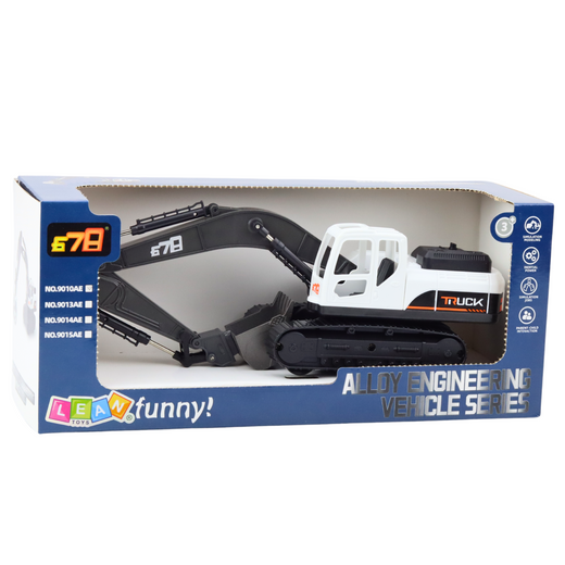 Koparka Gąsienicowa Metalowa Łyżka Ruchome Przeguby Obrót 360° Biała