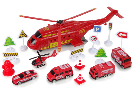Zestaw Pojazdów Straż Pożarna Wóz Strażacki Helikopter Ratunkowy 