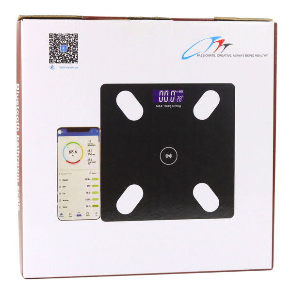 Waga Elektroniczna Łazienkowa Funkcja Smart Bluetooth BMI BMR Aplikacja 