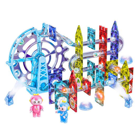 Klocki Magnetyczne Przestrzenne Tor Kulkowy Ludziki Świecący 120 el.