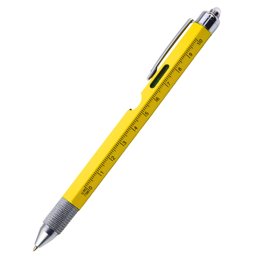  Długopis Wielofunkcyjny 8w1 Poziomica Latarka LED Śrubokręt Żółty 