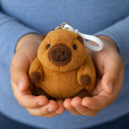 Pluszowa Kapibara Z Kręcącym Ogonkiem Brelok 9 x 8 cm