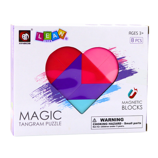 Klocki Magnetyczne Tangram Układanka Serce Naklejki 8 el. 