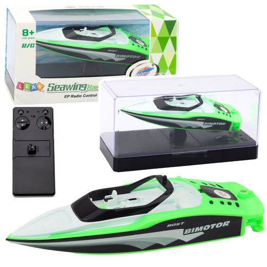 Łódź Motorówka Zdalnie Sterowana RC Biało-Zielona 15cm 