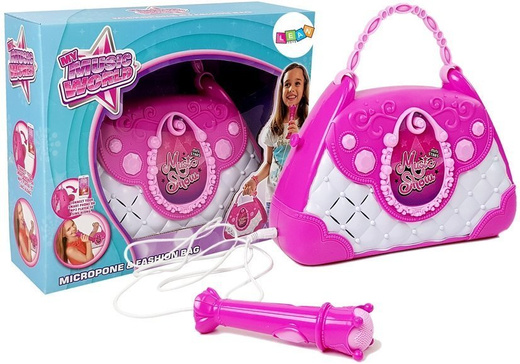 Przenośne Karaoke w Torebce Różowe Mikrofon USB 