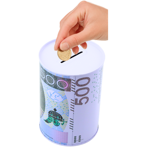 Skarbonka Metalowa Dla Dzieci Banknot 200 / 500 Złotych 15 x 10,5 cm