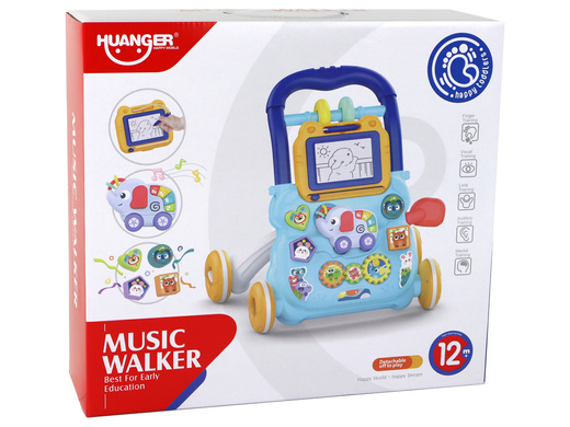 Niebieski Interaktywny Chodzik Pchacz Z Tablicą Edukacyjną 