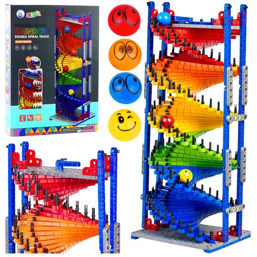 Klocki Konstrukcyjne Edukacyjne Tor Zjeżdżalnia Dla Kulek Kolorowy 550 el.