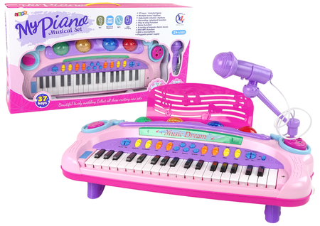 Interaktywne Duże Różowe Pianino Keyboard Mikrofon MP3