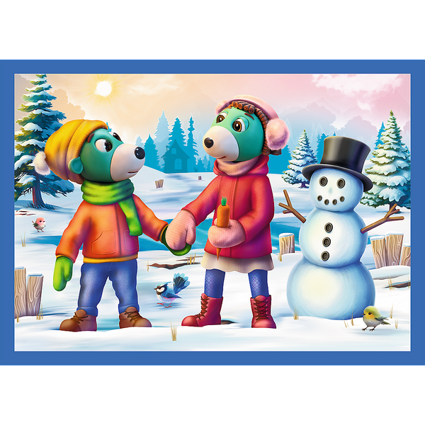 Puzzle - 4w1 (12, 15, 20, 24) - U Treflików pada śnieg - Rodzina Trefilków - Trefl 34657