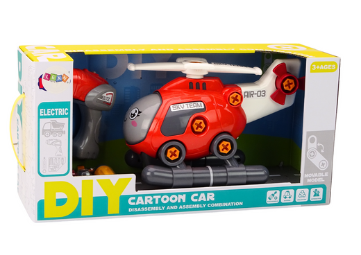 Helikopter Kreskówkowy Do Skręcania DIY Czerwony 