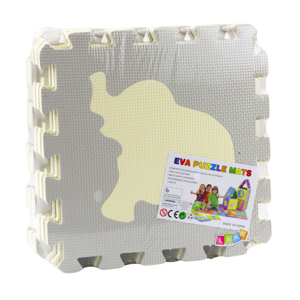 Miękkie Puzzle Mata Edukacyjna Zwierzęta Pianka EVA Beżowe Szare 9 el.