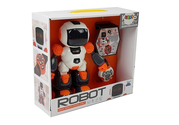 Robot Zdalnie Sterowany Zegarkiem na Podczerwień  Dźwięk Światła Nagrywanie Pomarańczowy 