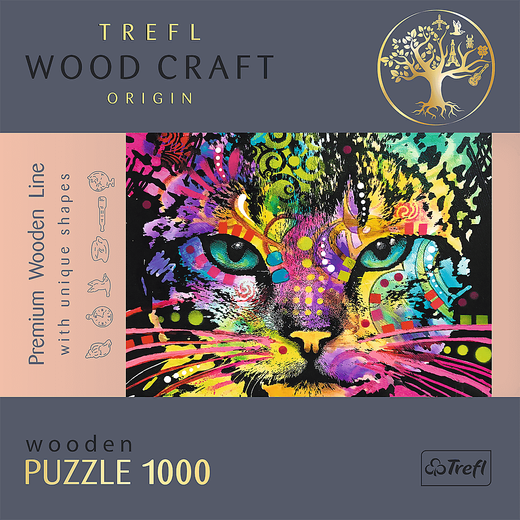 1000 Puzzle Drewniane - Kolorowy kot 20148