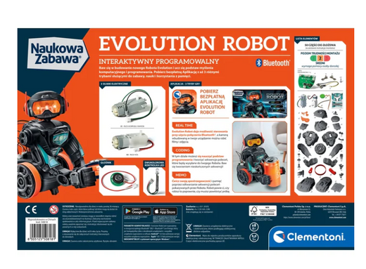 Naukowa Zabawa Zestaw Evolution Robot 2.0 Aplikacja Bluetooth Silnik Elektryczny Język Polski Clementoni 50818