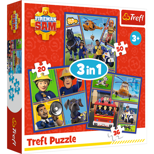 Puzzle - 3w1 ( 20, 36, 50) - Dzień Strażaka Sama - Trefl 34868
