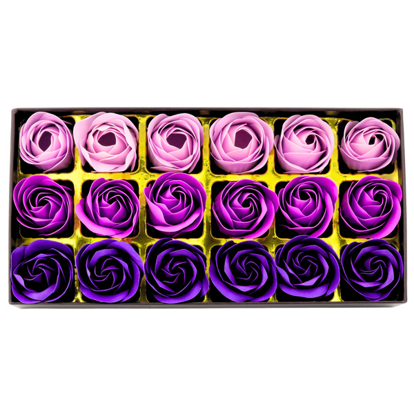 Flower Box Wieczne Pachnące Róże Kwiaty w Pudełku Fioletowe 18 szt.