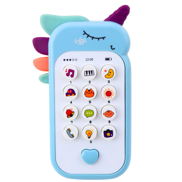 Dziecięcy Telefon Edukacyjny Światła Dźwięki Melodie Niebieski 