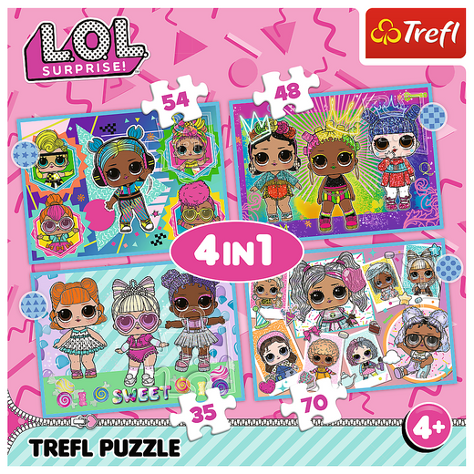 Puzzle - 4w1 (35, 48, 54, 70) - Poznaj laleczki - LOL Surprise! - Trefl 34613