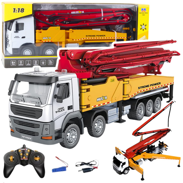 Ciężarówka Budowlana Betoniarka Z Pompą Huina Metalowa 1:18 