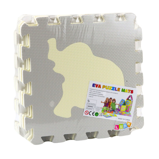 Miękkie Puzzle Mata Edukacyjna Zwierzęta Pianka EVA Beżowe Szare 9 el.