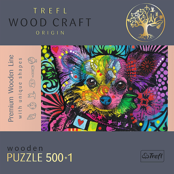 500+1 Puzzle Drewniane - Kolorowy szczeniak 20160