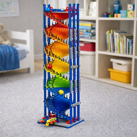 Klocki Konstrukcyjne Edukacyjne Tor Zjeżdżalnia Dla Kulek Kolorowy 550 el.