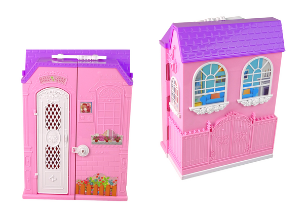 Domek dla Lalek Garderoba Szafa Lusterko na Baterie w Walizce 