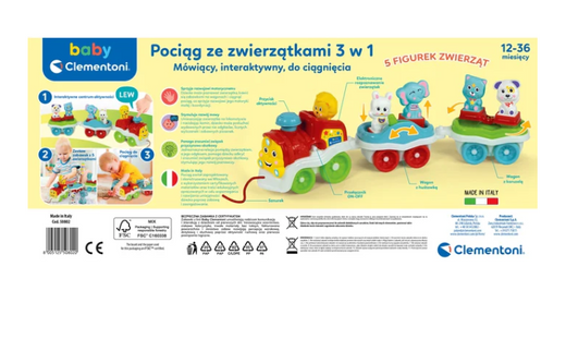 Interaktywny Pociąg Ze Zwierzątkami 3w1 Język Polski Clementoni 50802