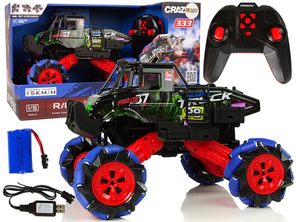 Auto Terenowe Drift Zdalnie Sterowane 1:16 Zielony 2.4G Obrót 360 Stopni 