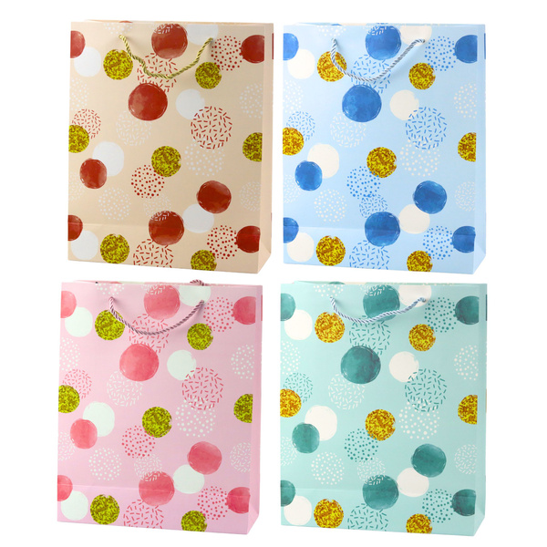 Torba Prezentowa Wzór Złote Kropki Pastelowa  32 × 26 × 10 cm