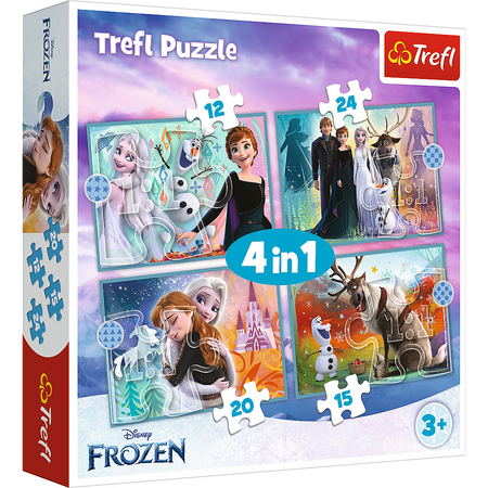 Puzzle - 4w1 (12, 15, 20, 24) - Niezwykły świat Frozen - Trefl 34381