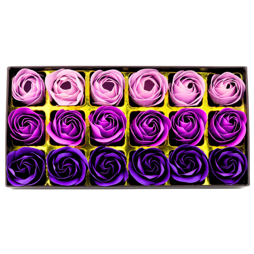 Flower Box Wieczne Pachnące Róże Kwiaty w Pudełku Fioletowe 18 szt.