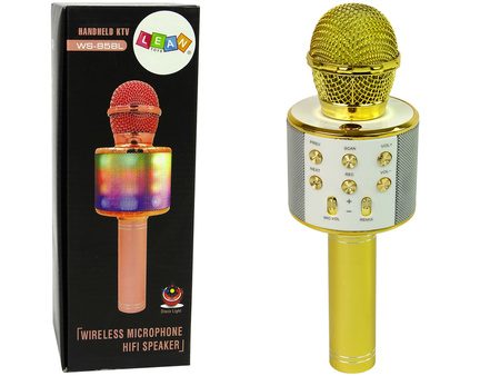 Mikrofon Bezprzewodowy USB Głośnik Nagrywanie Karaoke Model WS-858 Złoty