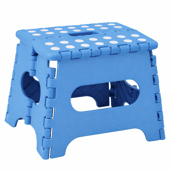 Stołek Składany Podnóżek Stopień Taboret Antypoślizgowy Niebieski 24x19 cm 