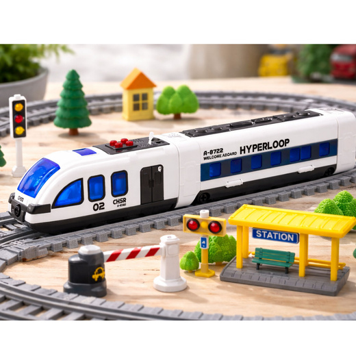 Pociąg Pasażerski Tory Do Skręcania Majsterkowania DIY Dźwięki Światła 