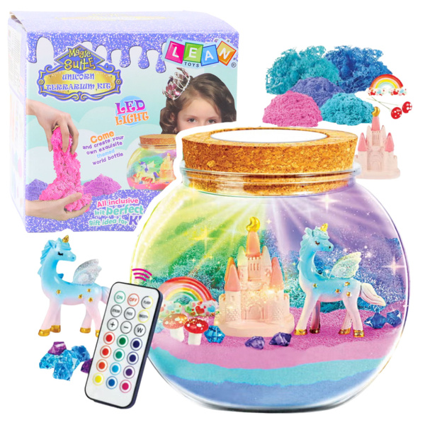 Zestaw Kreatywny DIY Terrarium z Białym Jednorożcem Lampka LED Pilot 