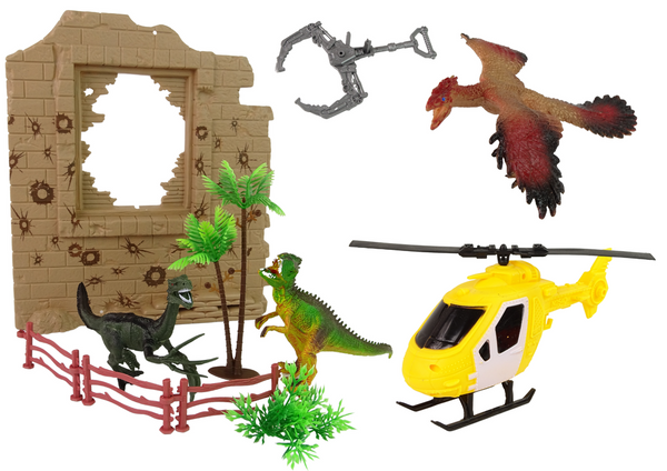 Duży Park Dinozaurów Zestaw Dinozaury Auto Helikopter Jurassic 
