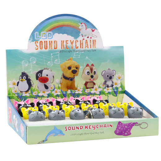 Brelok Do Kluczy Plecaka Kotek Latarka LED Dźwięki Szary