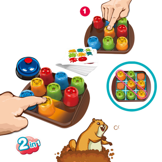 Gra Zręcznościowa 2w1 Mole Maze Szybkie Kubeczki Kółko i Krzyżyk 