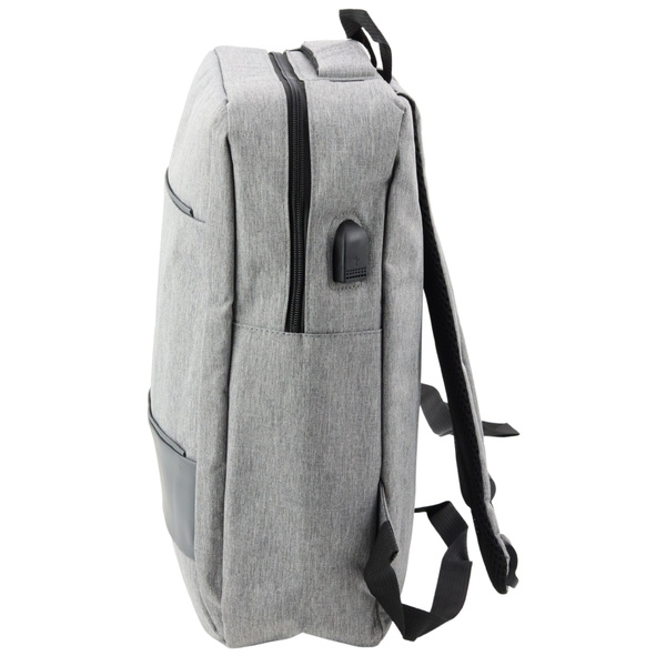 Plecak Miejski Biznesowy USB Przegroda Środkowa Szary 14L 40cm