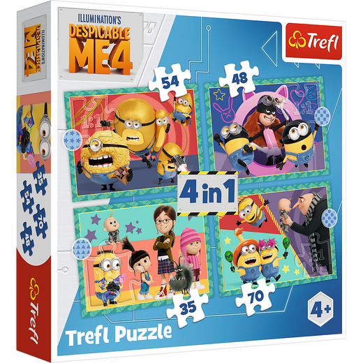 Puzzle - 4w1 (35, 48, 54, 70) - Zwariowane Minionki - Trefl 34648